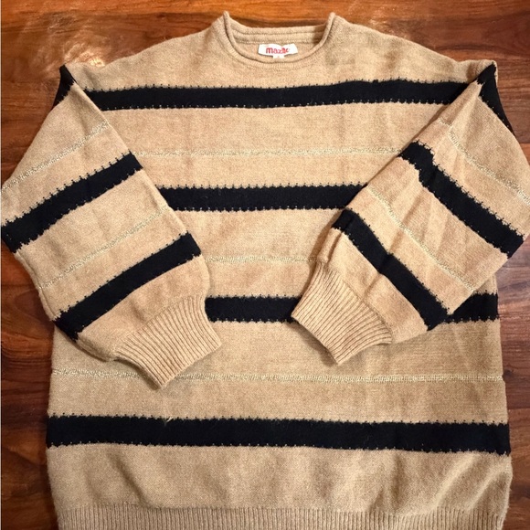 Mazik Sweaters - Mazik Tan and Black Striped Sweater
